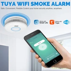 INF WiFi Brandvarnare, 3-års batteri Brandlarm med LED-indikator Vit 0