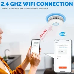 INF WiFi Brandvarnare, 3-års batteri Brandlarm med LED-indikator Vit 0