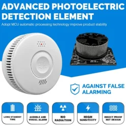 INF WiFi Brandvarnare, 3-års batteri Brandlarm med LED-indikator Vit 0