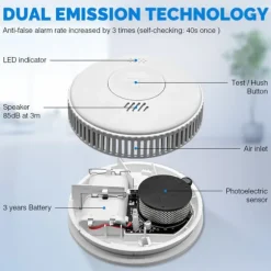 INF WiFi Brandvarnare, 3-års batteri Brandlarm med LED-indikator Vit 0