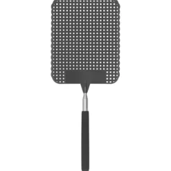 Infällbar Plast Flugsmälla Myggracket med Rostfritt Stålstång för Hemmakontor Svart