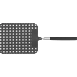 Infällbar Plast Flugsmälla Myggracket med Rostfritt Stålstång för Hemmakontor Svart