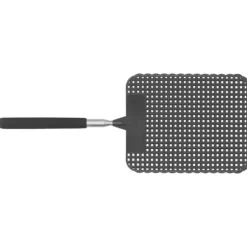 Infällbar Plast Flugsmälla Myggracket med Rostfritt Stålstång för Hemmakontor Svart