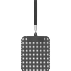 Infällbar Plast Flugsmälla Myggracket med Rostfritt Stålstång för Hemmakontor Svart