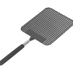 Infällbar Plast Flugsmälla Myggracket med Rostfritt Stålstång för Hemmakontor Svart