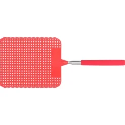 Infällbar Plast Flugsmälla Myggracket med Rostfri Stång för Hemmakontor Röd