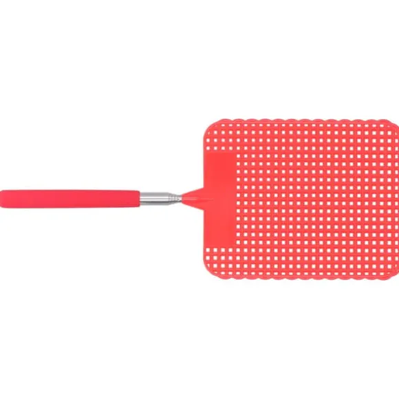 Infällbar Plast Flugsmälla Myggracket med Rostfri Stång för Hemmakontor Röd