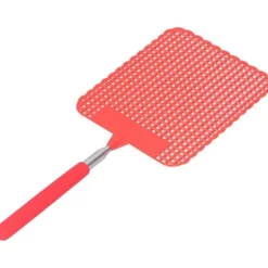 Infällbar Plast Flugsmälla Myggracket med Rostfri Stång för Hemmakontor Röd