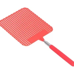 Infällbar Plast Flugsmälla Myggracket med Rostfri Stång för Hemmakontor Röd