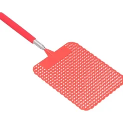 Infällbar Plast Flugsmälla Myggracket med Rostfri Stång för Hemmakontor Röd