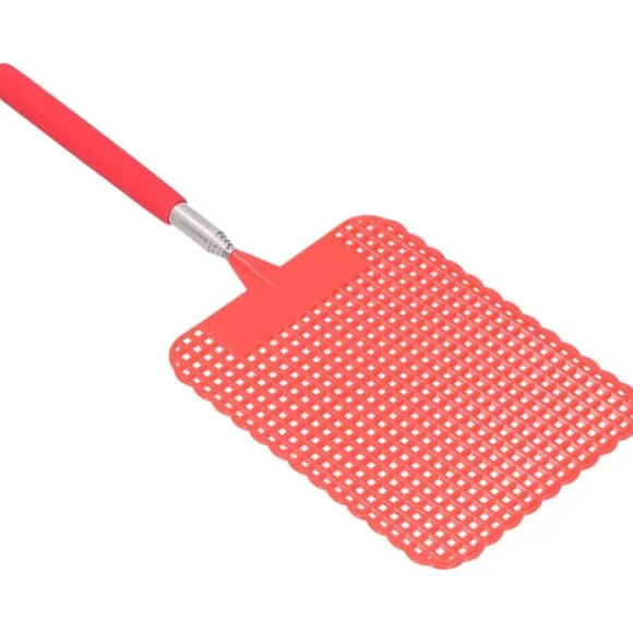 Infällbar Plast Flugsmälla Myggracket med Rostfri Stång för Hemmakontor Röd