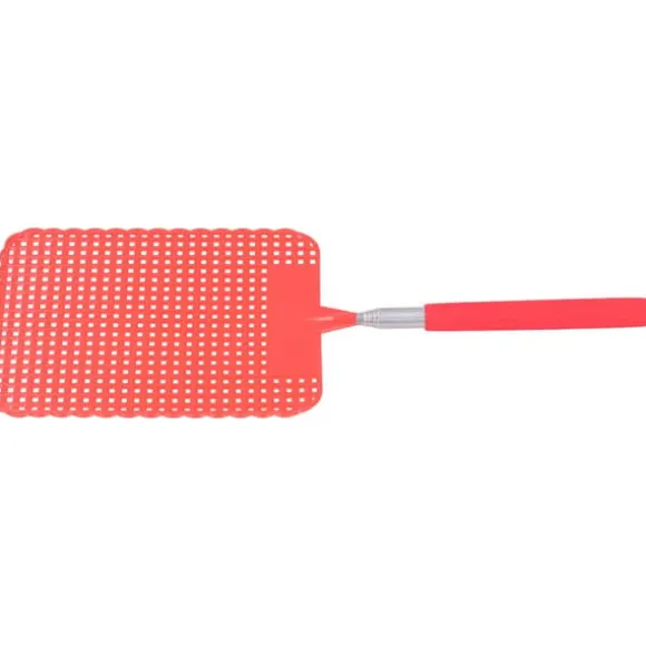 Infällbar Plast Flugsmälla Myggracket med Rostfri Stång för Hemmakontor Röd