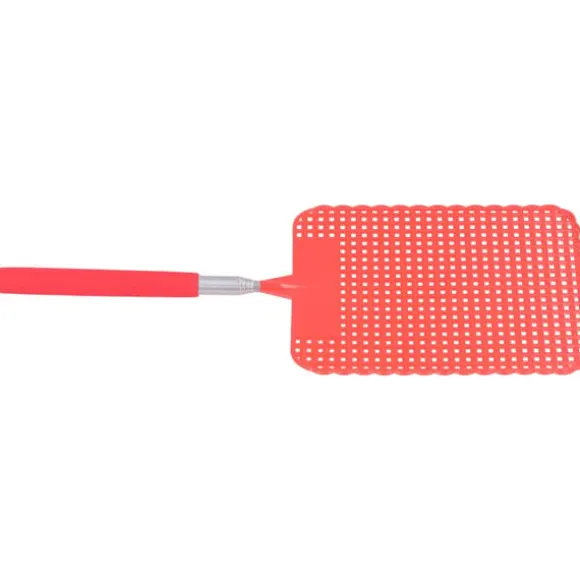 Infällbar Plast Flugsmälla Myggracket med Rostfri Stång för Hemmakontor Röd