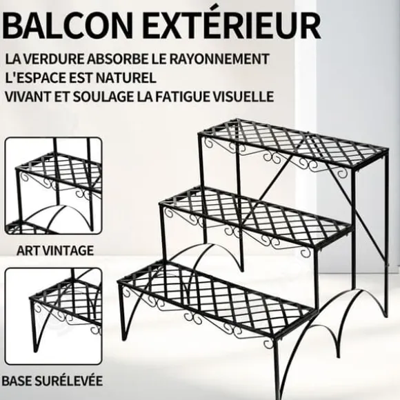 INN Blomsterhylla 70x60cm Trädgårdshylla för utomhusbruk Trädgårdsväxthylla 3-vånings krukväxthylla Nej