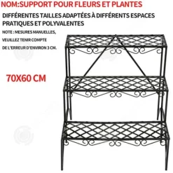 INN Blomsterhylla 70x60cm Trädgårdshylla för utomhusbruk Trädgårdsväxthylla 3-vånings krukväxthylla Nej