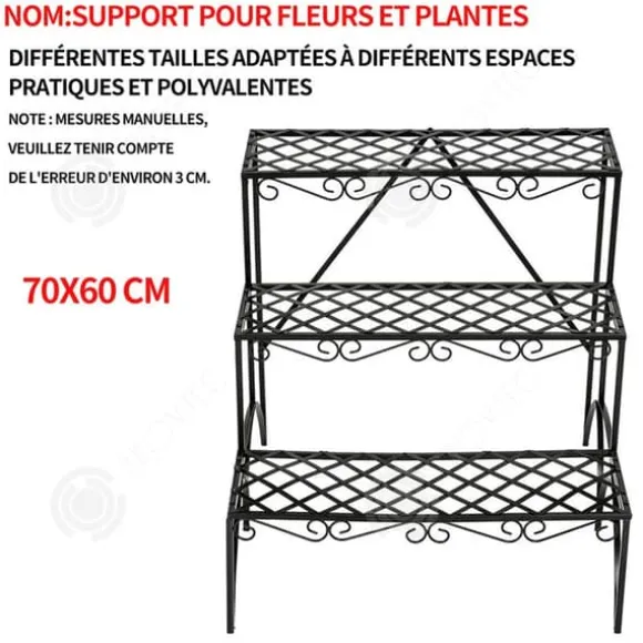 INN Blomsterhylla 70x60cm Trädgårdshylla för utomhusbruk Trädgårdsväxthylla 3-vånings krukväxthylla Nej