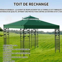 INN Ersättningstak 3x3m grönt tältpresenning Ersättningstak för trädgårdspaviljong vattentät duk universalersättningsduk