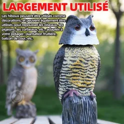INN Fake Owl 17x17x38cm med självlysande ögon Owl Decoy Realistisk simulering av fågelskrämmremedel för att skrämma duvor och fåglar