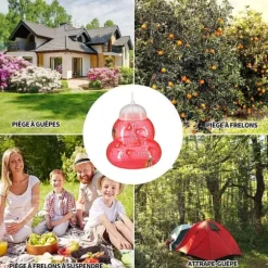 INN getingfälla 2 st asiatisk bålgetingfälla Avtagbar och återanvändbar bålgetingfälla utan bete Hängande fruktfällor Röd