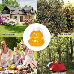 INN Getingfälla Asiatisk bålgetingsfälla avtagbar och återanvändbar bålgetingsfälla hänga utan bete fruktfällor transparent oran