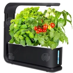 INN Hydroponisk med 3 krukor, LED-växtlampa och justerbart stativ i höjd, Tyst smart pump-kit, Svart