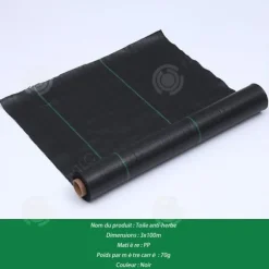 INN Mulching tyg Vattentätt gräsbeständigt tyg för trädgårdsträdgård 3x100m PP multifunktionellt gräsbeständigt tyg svart