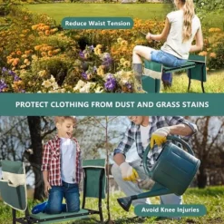 INN Relaxdays knästol för trädgårdsarbete underhåll av metallprodukter trädgårdsredskap hopfällbar trädgårdsmästarpall med 2 verktygsst.