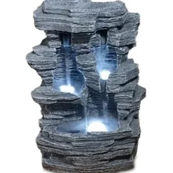 Inomhus LED-fontän - ZEN LIGHT - Grand Canyon - 3 kallvita LED-lampor - Tyst pump - Grå