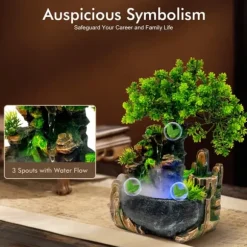 Inomhus Vattenfall Fontän, LED-lampa, Kompakt Design,Mörk khaki, M