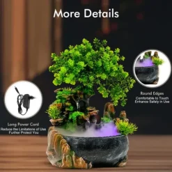 Inomhus Vattenfall Fontän, LED-lampa, Kompakt Design,Mörk khaki, M