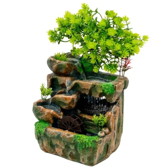 Inomhusfontän - Bordsfontän - LED-belysning - Vattenfall - Polyresin - 220–240 V - 18×15×30 cm - Modern stil - Grön