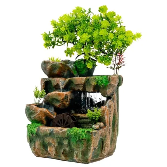 Inomhusfontän - Bordsfontän - LED-belysning - Vattenfall - Polyresin - 220–240 V - 18×15×30 cm - Modern stil - Grön