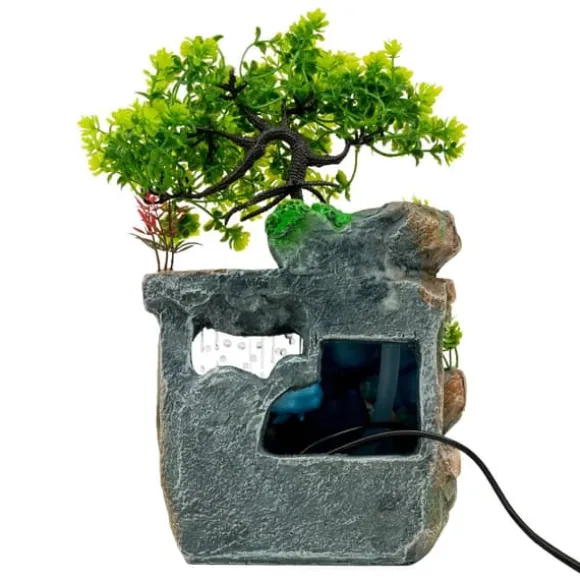 Inomhusfontän - Bordsfontän - LED-belysning - Vattenfall - Polyresin - 220–240 V - 18×15×30 cm - Modern stil - Grön