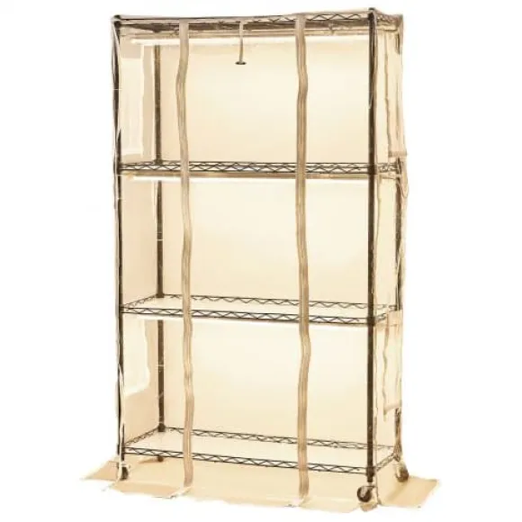 Inomhusväxthus, 4-vånings växtställ med växtlampa, 90x35x150 cm, metall