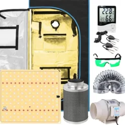 Inomhusväxttältkit, 850W Fullspektrum LED-lampa, dimbar med IR- och UV-funktioner,60X60X120CM Kit