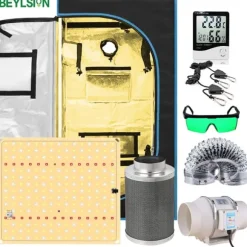 Inomhusväxttältkit, 850W Fullspektrum LED-lampa, dimbar med IR- och UV-funktioner,90x90x180CM Kit