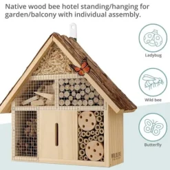 Insekthotell - VILTLIVSVÄNDA - 19100641 - Naturligt trä - Barktak - Väderbeständig