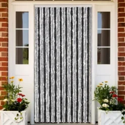 Insektsgardin grå och svart 90x220 cm chenille