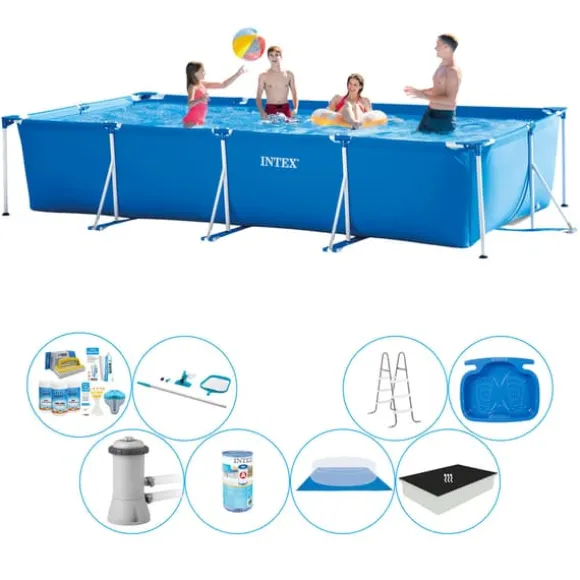 Intex Frame Pool Rektangulär 450x220x84 cm - Deluxe Pool Set