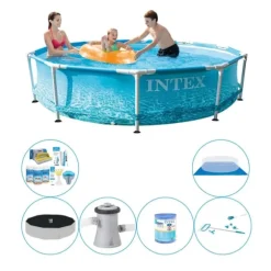 Intex metallram Rund Beachside 305x76 cm - Poolkombinationsset