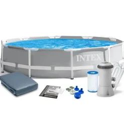 Intex ovanjordspool - 366x76cm - filterpump & tillbehör - grå
