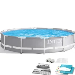 Intex ovanjordspool - 366x76cm - filterpump & tillbehör - grå