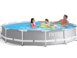 Intex ovanjordspool - 366x76cm - filterpump & tillbehör - grå
