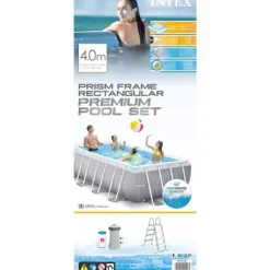 INTEX Pool set Prism Frame rektangulär 400x200x100 cm