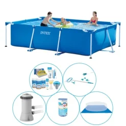 Intex rampool rektangulär 300x200x75 cm - 6-delad - simbassäng med tillbehör