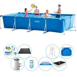 Intex Rampool rektangulär 450x220x84 cm - Deluxe Poolpaket