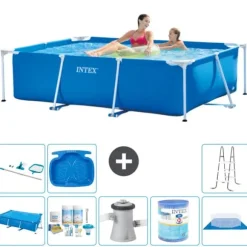 Intex rektangulär ram swimmingpool - 220 x 150 x 60 cm - Blå - ingår Tillbehör A57