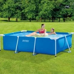 Intex rektangulär ram swimmingpool - 220 x 150 x 60 cm - Blå - ingår Tillbehör A57