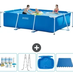 Intex rektangulär ram swimmingpool - 300 x 200 x 75 cm - Blå - ingår Tillbehör A186