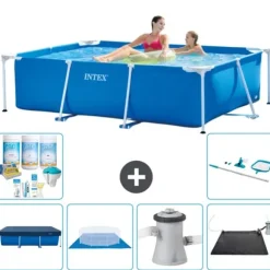 Intex rektangulär ram swimmingpool - 220 x 150 x 60 cm - Blå - ingår Tillbehör CB97
